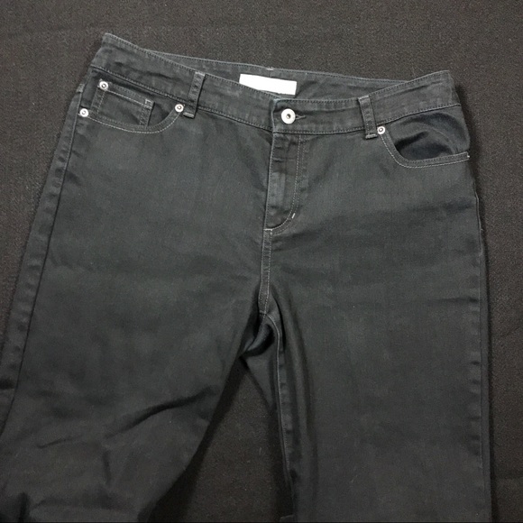 Chicos Platinum Black Denim Jeans Women Sz2 Short - Picture 4 of 8